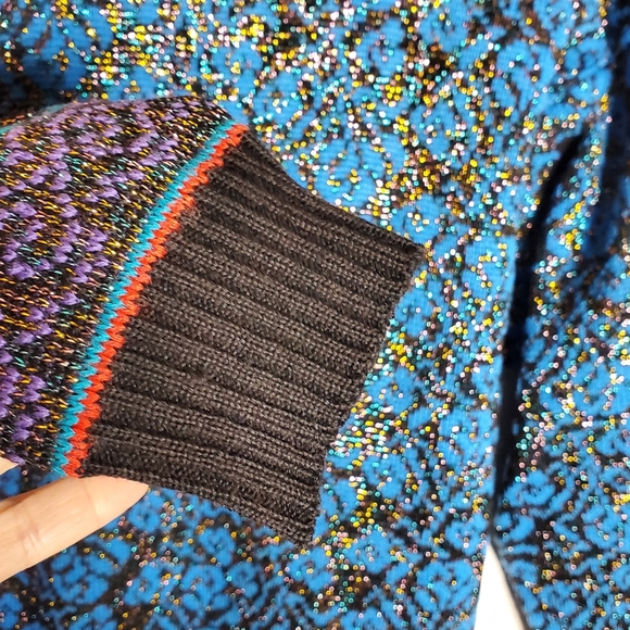 Demetre Vintage Blue and purple Pull over ladies Blossom Wool blend Sweater - Picture 8 of 9